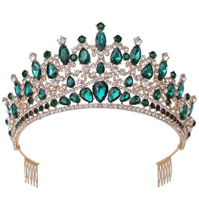 Neue Barockmode große Krone Kopfschmuck Braut Geburtstag Haarkamm mit Strasssteinen eingelegt Hochzeit