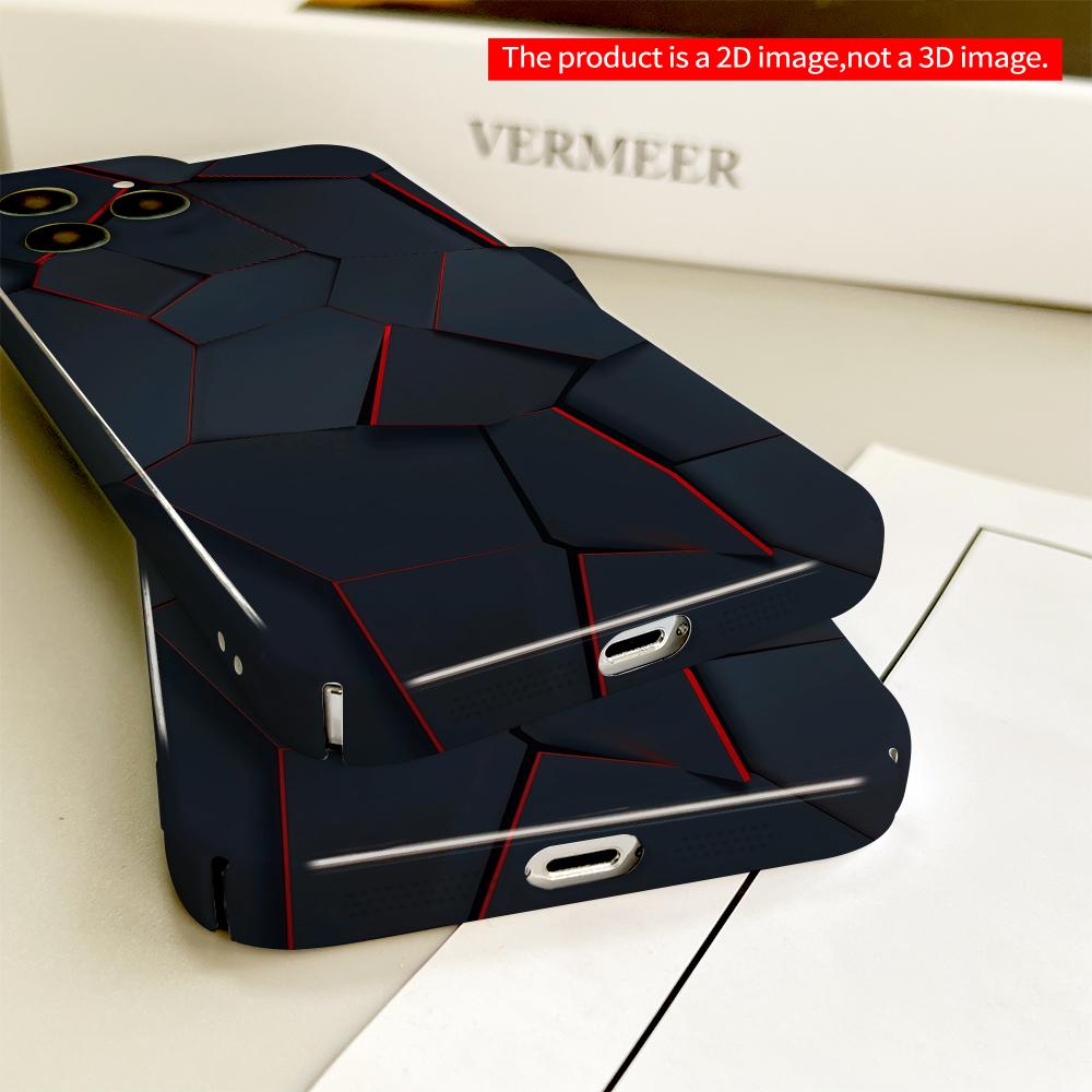 2DFlat Dark Geometric Cracks with Red Glow All inclusive film hard phone case, compatible with iPhone 18 Pro Max 17 16 15 14 13 12 11