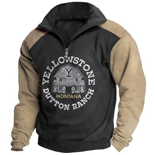 Yellowstone Dutton Ranch Cowboy Print Quarter-Zip Pullover