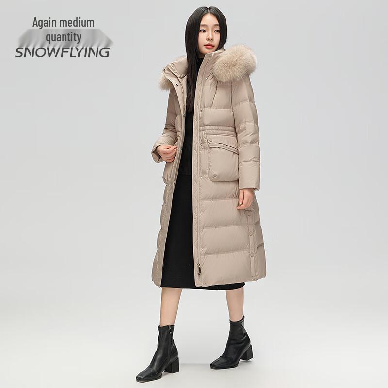 SNOWFLYING Women's Long Winter Down Jacket with Faux Fur Collar
