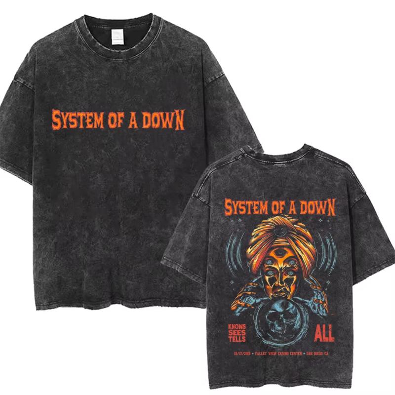 System of A Down Toxicity Album Graphic Washed Tshirt Unisex Women Rock Oversized T Shirts Unisex Vintage Alternative Metal Tshirts