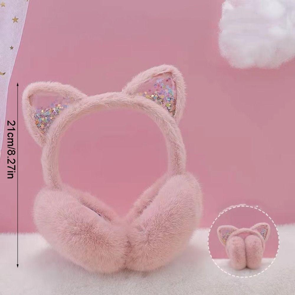 Cartoon Plush Earmuffs Glitter Winter Ear Cover Riding Cat Ear Earmuffs  Boy