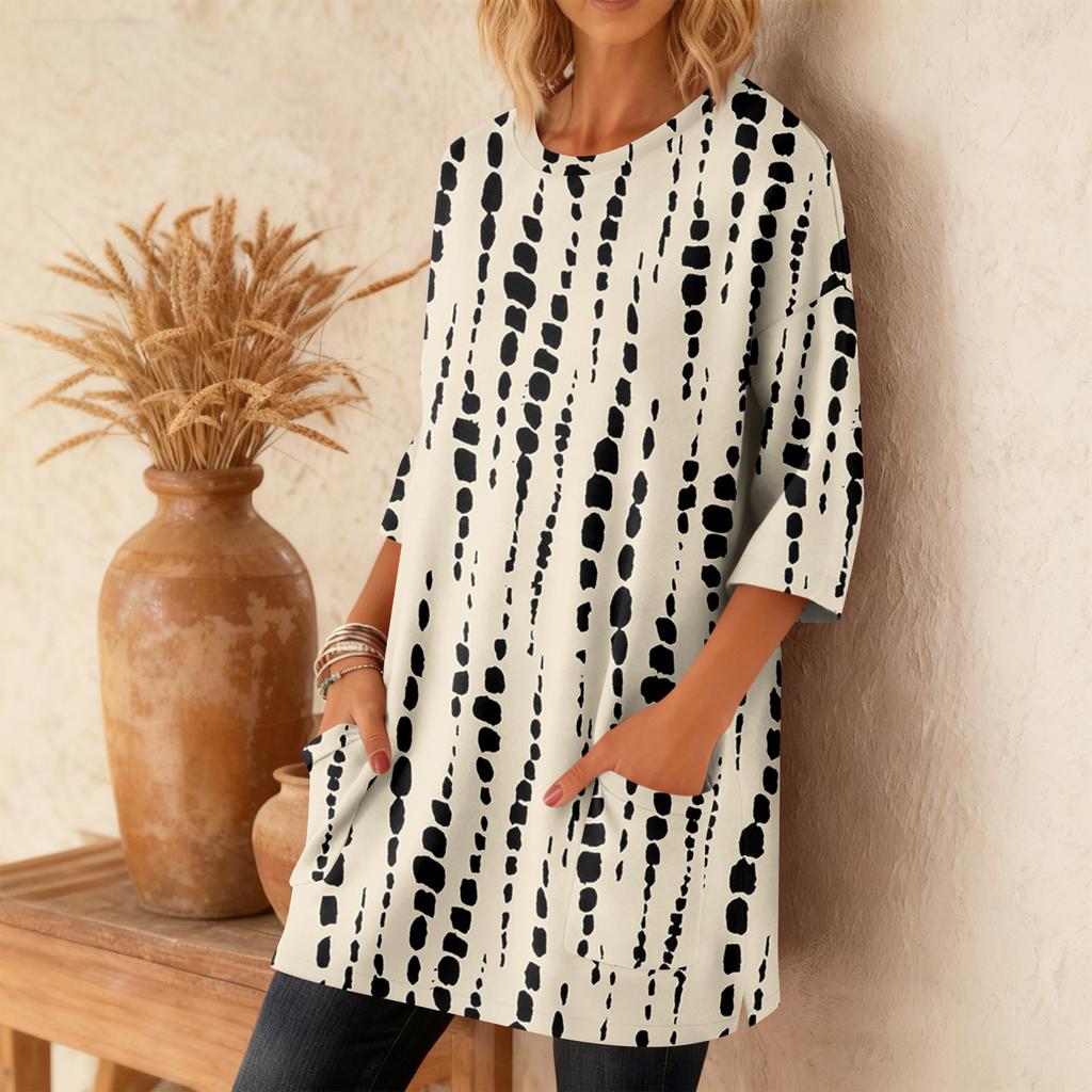 Damskie koszulki z rękawem 3/4 Koszulki z grafiką Koszulki Codzienne Podstawowe Top Bezrękawniki