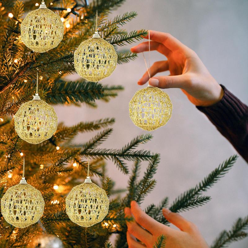 Glitter Christmas Ball Ornaments Hangable Christmas Tree Decorations Kids Toy Balls Home New Year Party Decor Supply