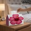 2D Flat, 1pc Pink Hibiscus Tropical Flower Decorative Tissue Box, Suitable for Home, Car, Kitchen, Bathroom, Daily Use Polyester Tissue Box, Desktop D
