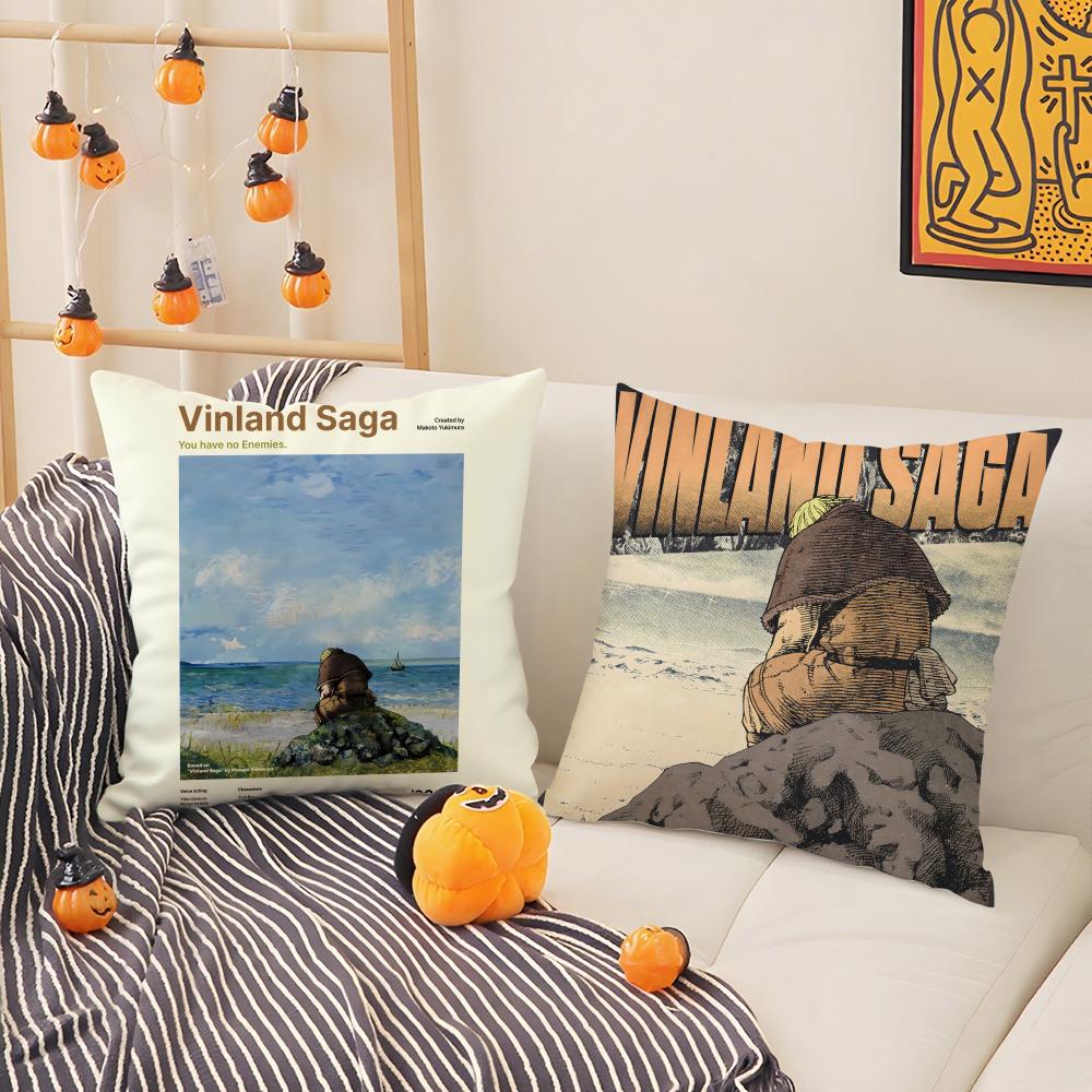 Cartoon Comic V-Vinland Sagapc 3 Pillow Case Natural Linen Pillow Case Double-Sided Decor Sofa Pillowcase Home Decor