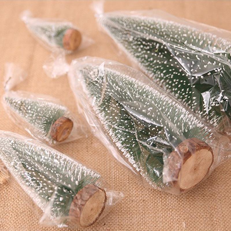 1/2/4PC Mini Christmas Tree Decor with Snow Covered Pine Winter Snow Ornaments Trees Xmas Party Home Party Tabletop Decoration