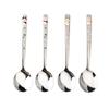 2026 New 304 Stainless Steel Round Spoon Cartoon Embossed Deer Spoon Korean Style Household Long Handle Drinking Spoon yuzi