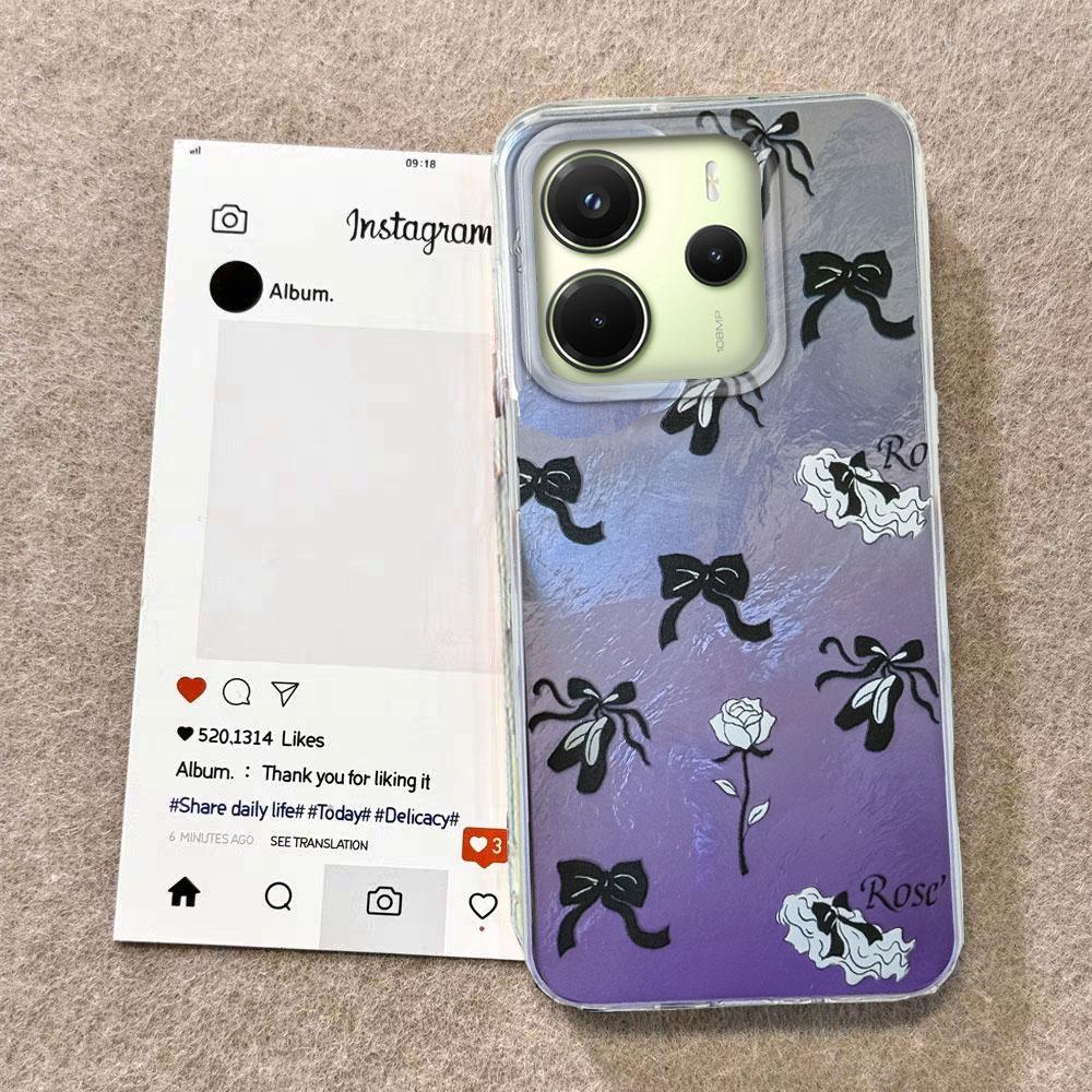 Black Bow Cartoon Animal Phone Cases Phone Case for Xiaomi Redmi Note 14 13 Pro A5 A4 A3 13C 14C 14T 13T Pro Silicone Back Cover