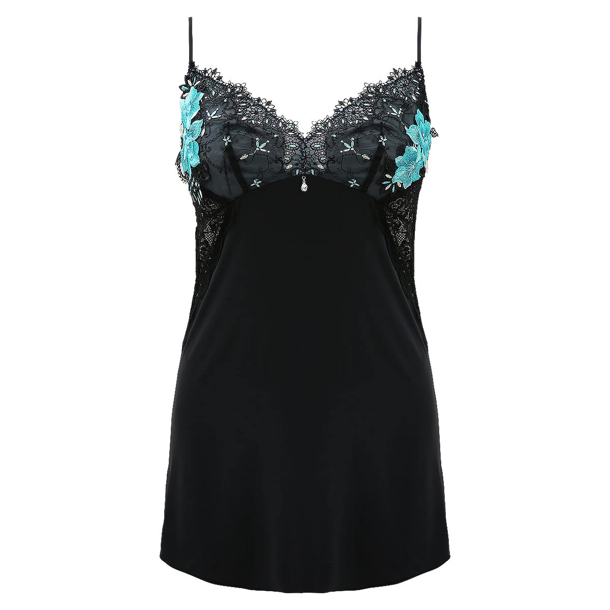 

himico GRANDE Himiko Slip Long Camisole Glamour 001series Lingerie M-L L-LL (Black, L-LL)