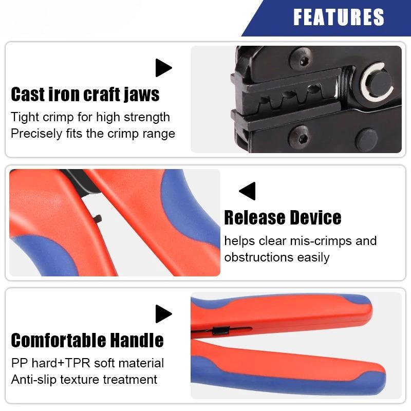 Solar PV Cable Crimping Tools LY-2546B MC2.5,4,6mm²/14-10AWG Connector Pressing Ratchet YEFYM Pliers