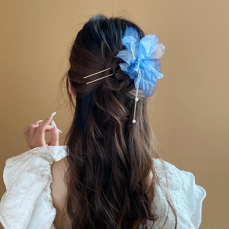New Chinese Style Butterfly Flower Bead Tassel Hairpin, Chinese Style High-End Hairpin, Hanfu Versatile Hairpin, Hair Accessory for Women
