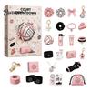 Youth Sports Equipment Gift Volleyball Girl Advent Calendar, 24-Day Accessories Countdown Box Daily Wear Items for Students with Hair Ties Charms