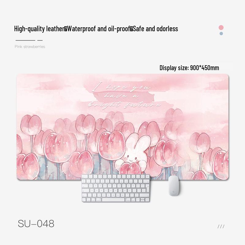 

Водонепроницаемый Устойчивый к пятнам Мультяшный Коврик для мыши с кроликом для девочек Small: Pink Tulip Rabbit