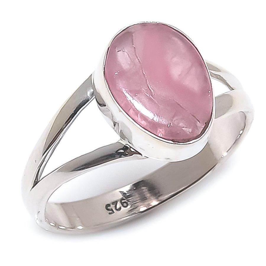 Naturalny Kamień Rodochrozytowy Ręcznie Robiony Pierścionek z Litego Srebra Próby 925 S.8 C2s14