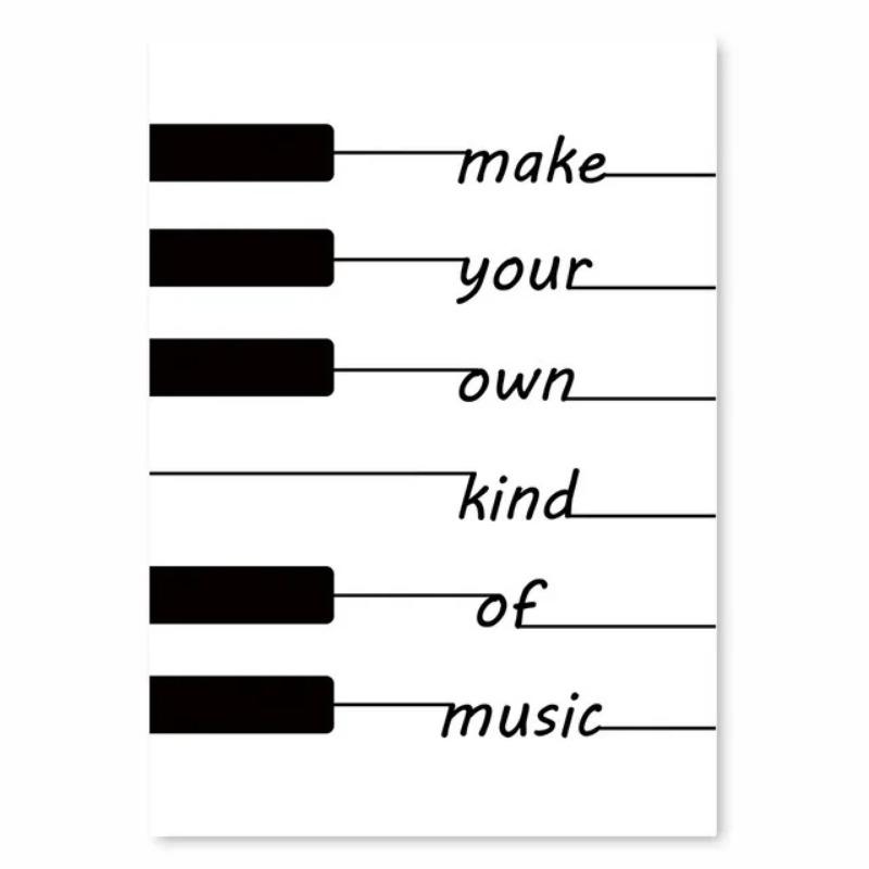 Nordic Abstract Black White Piano Keyboard Sheet Music Guitar Text Canvas Painting Wall Art Picture Poster BedRoom Home Decor