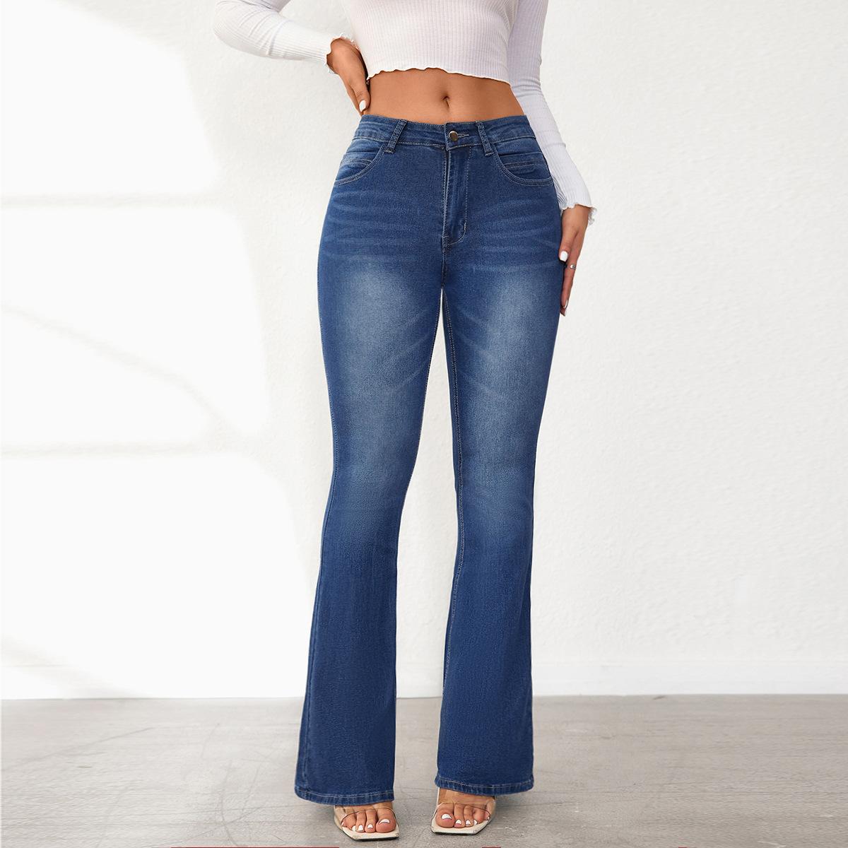 New fashion personality high waist elastic thin pants jeans women S