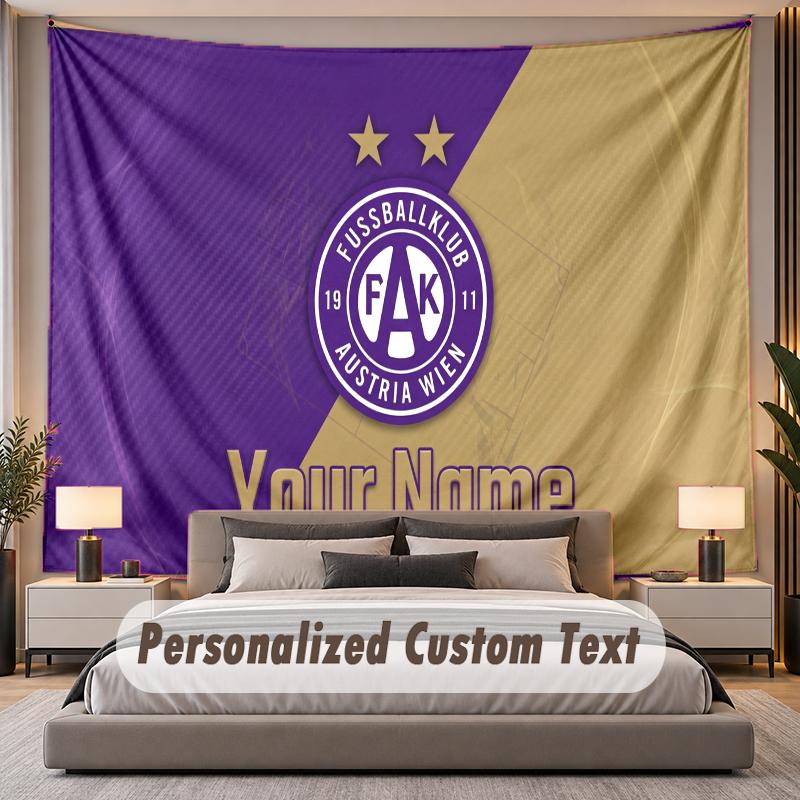 Custom Name Text Tapestry Austria Wien FC Personalized Polyester Wall Tapestry For Bedroom And Room