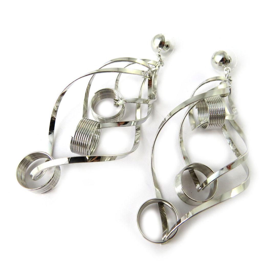 Les Trésors De Lily [N8328] - Boucles Créateur 'Chorégraphie' argenté (géométriques)