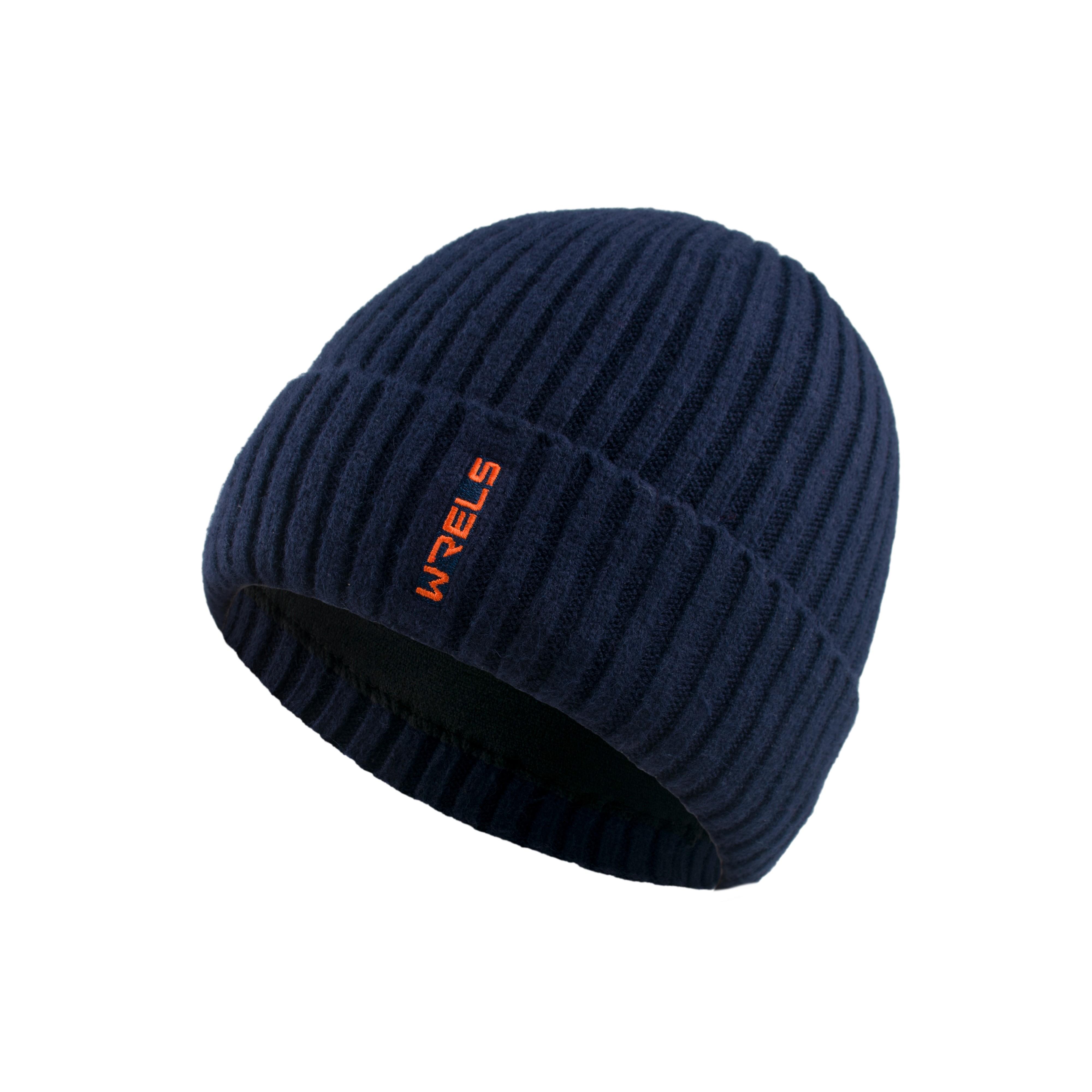 

WRELS Winter Hats Thickened Knitted Beanie Caps Elasticity Pullover Hat Warm Outdoor Winter Snow Cap Riding Windproof Hat темно-синий