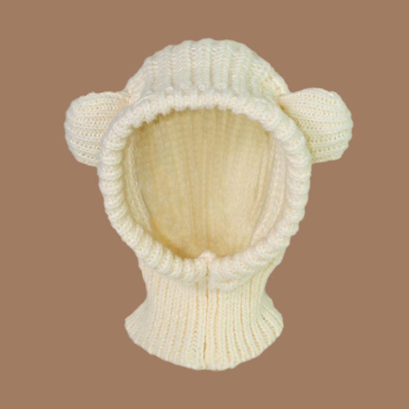 

Cute bear ears knitted hat children autumn and winter loose big head circumference wool hat braid ear protector headgear women