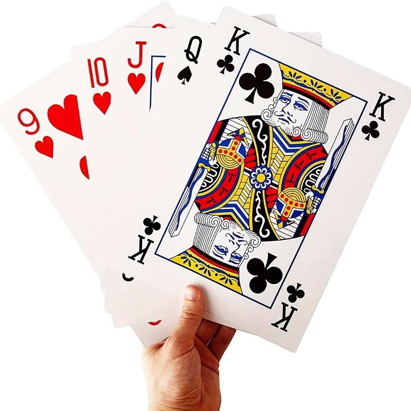 Obří sada hracích karet – 54 karet pro pokerové hry velkého rozsahu, 4x větší než standardní balíčky, potřeby pro párty