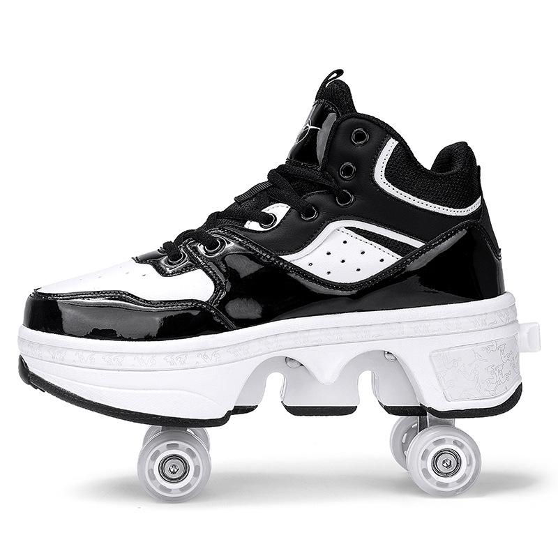 Four-wheel Runaway Shoes Children's Luminous Pulley Shoes Boys and Girls Skates Deformed Wheel Shoes
