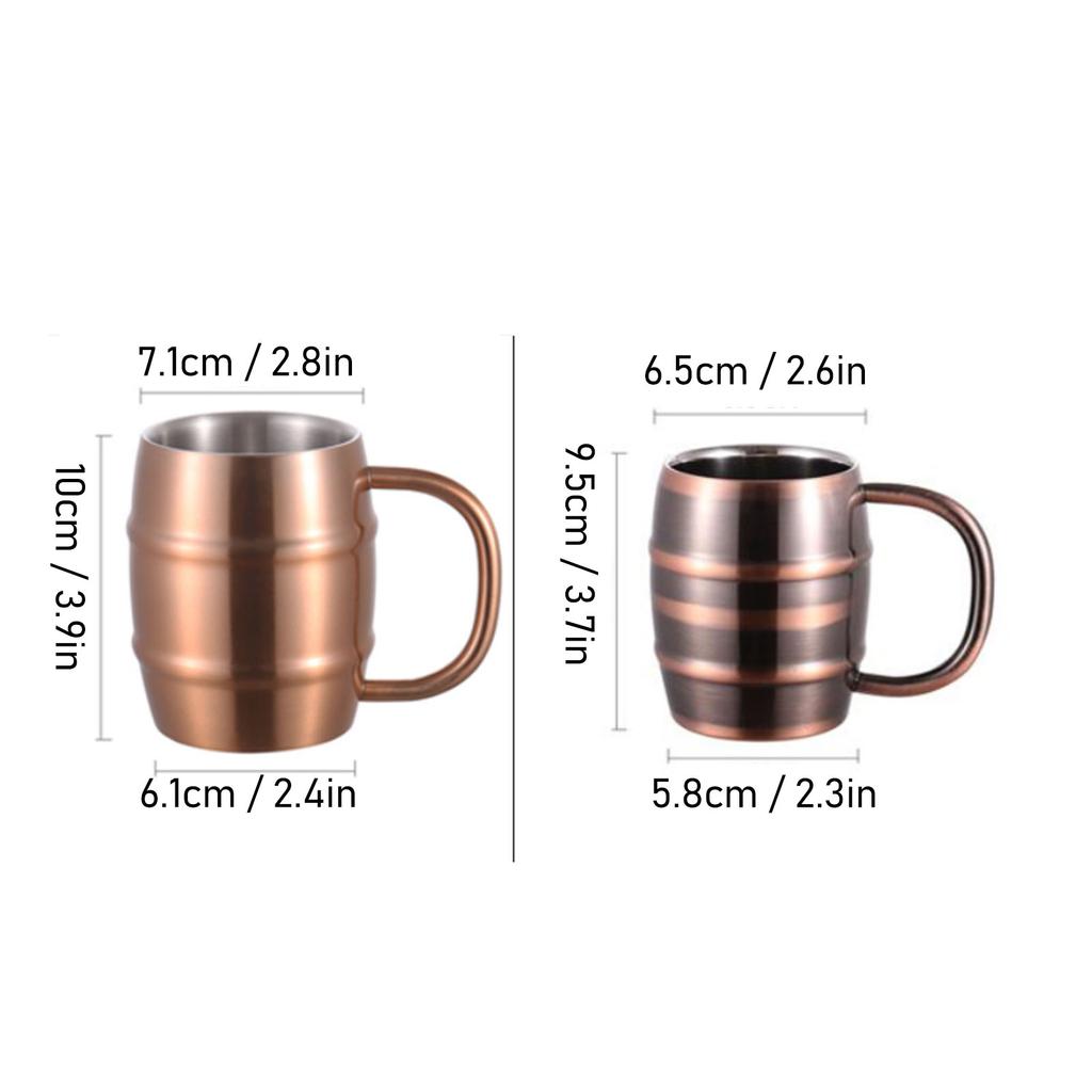 Beer Mug Double Wall Beer Mug Stainless Steel Beer Mug Double Layer Insulation Multipurpose  Ergonomic Milk Tea Mug for Home