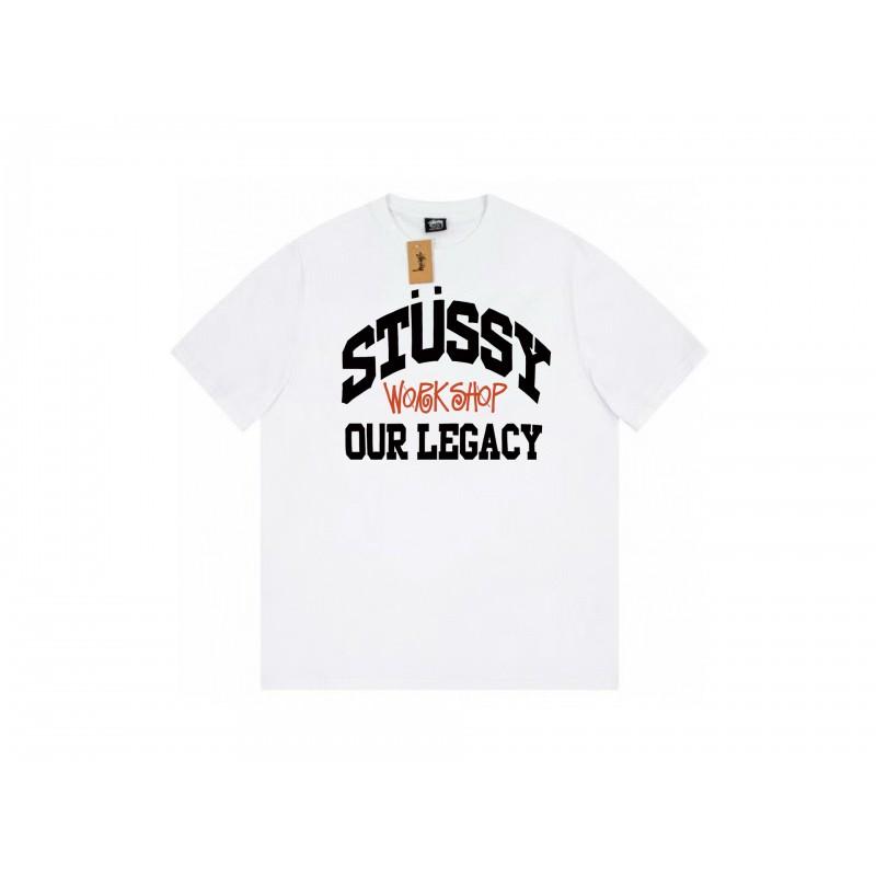 Stussy Short Sleeve T-Shirt Teens Loose Fit 270g Cotton Round Neck Casual Wear