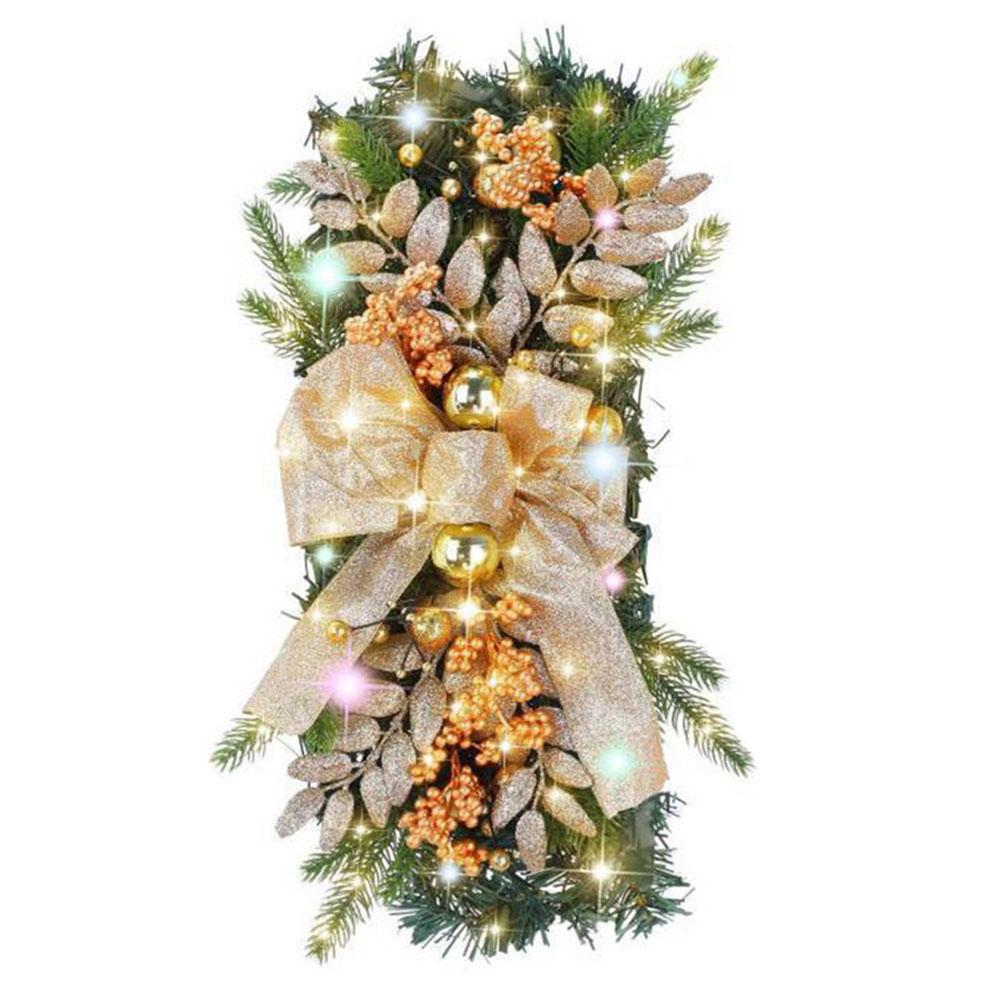 

Рождественский венок с гирляндами, рождественский венок в форме слезы, искусственный рождественский декор для украшения лестницы и входной двери