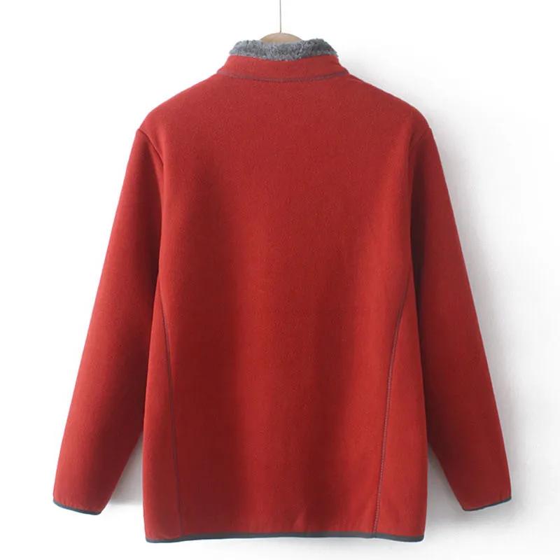 Women's Fall and Winter Fleece Thickened Jacket Middle-aged and Elderly Plus Size Shaker Tops