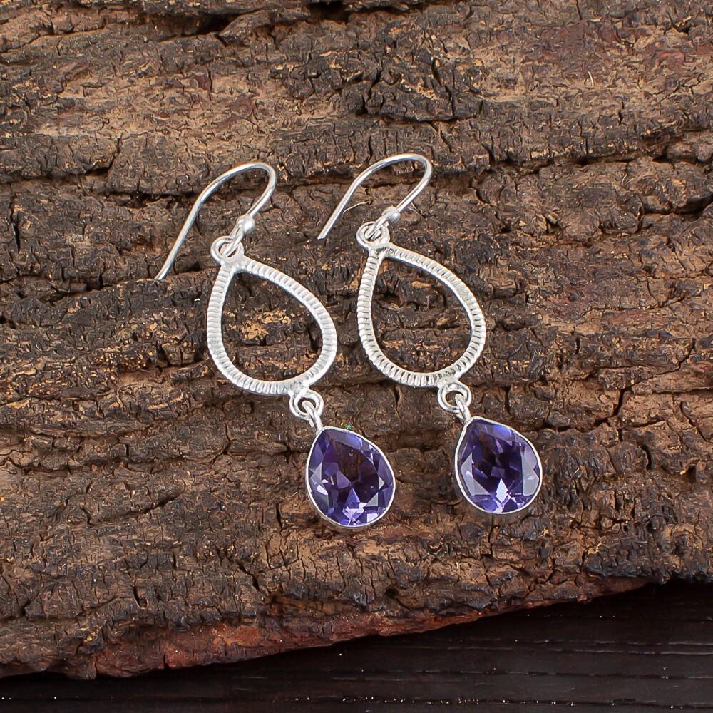 

Грушевидный иолит, драгоценный камень, ювелирные изделия из серебра 925 пробы, ручная работа, женские серьги, 1,90 EE-16-4