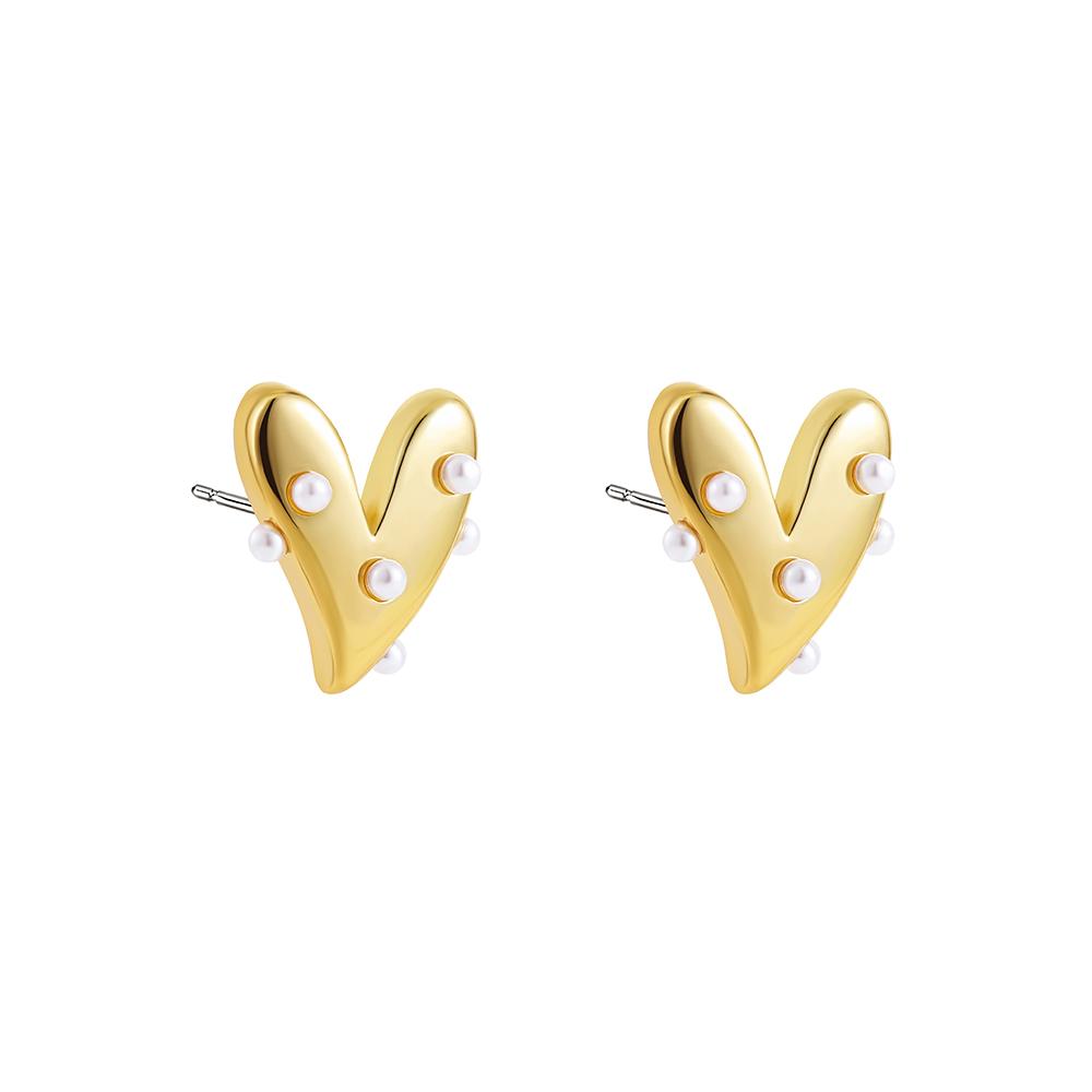 

Vintage CZ Crystal Love Heart Earrings for Women Creative Gold Plated Metal Double Heart Drop Earring Fashion Zircon Girls Gift