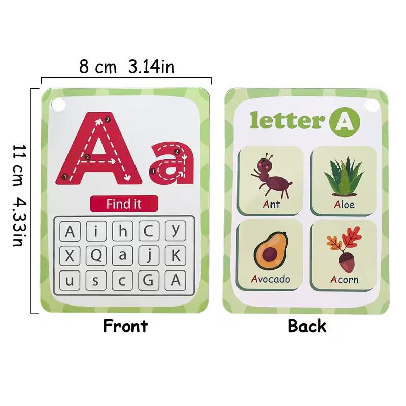 30-Card Alphabet & CVC Flash Cards with Tracing Practice & Find- Educational Flashcards for Preschool