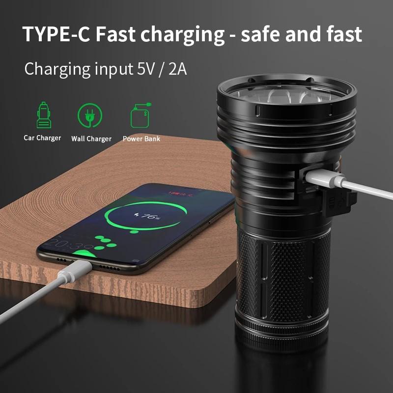 Aluminum alloy High Power Waterproof Flashlight 45000 Lumens 8*P70 Lamp Beads Wine Appraisal Light With Child Safety Lock