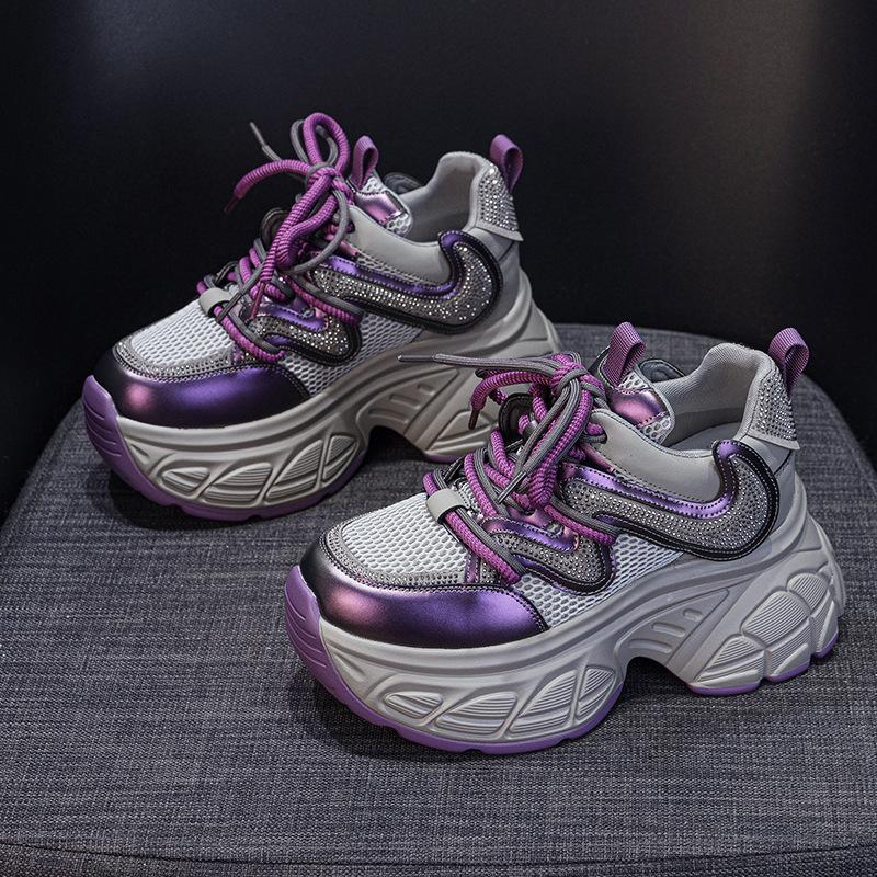 Dad shoes women's 2025 spring new Internet celebrity with thick sole inner height increase casual versatile fashion style lace-up women's shoes