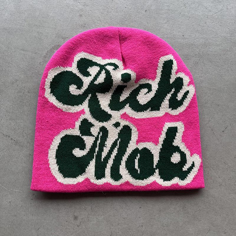 Blocked Simple Color Letter Pattern Neutral Casual Warm Knitted Hat For Autumn
