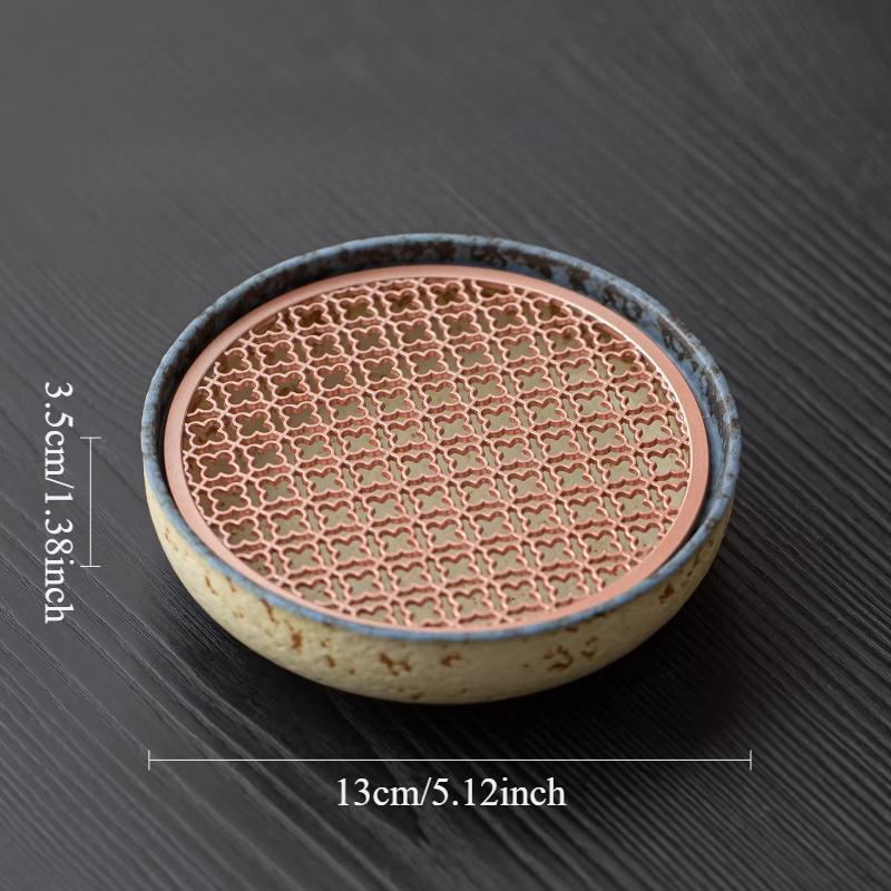 140ml Caramel Glazed Dry Foam Tray Small Household Water Storage Tea Tray Chinese Style Tea Tray Tea Ceremony Accessories 13x3.5cm