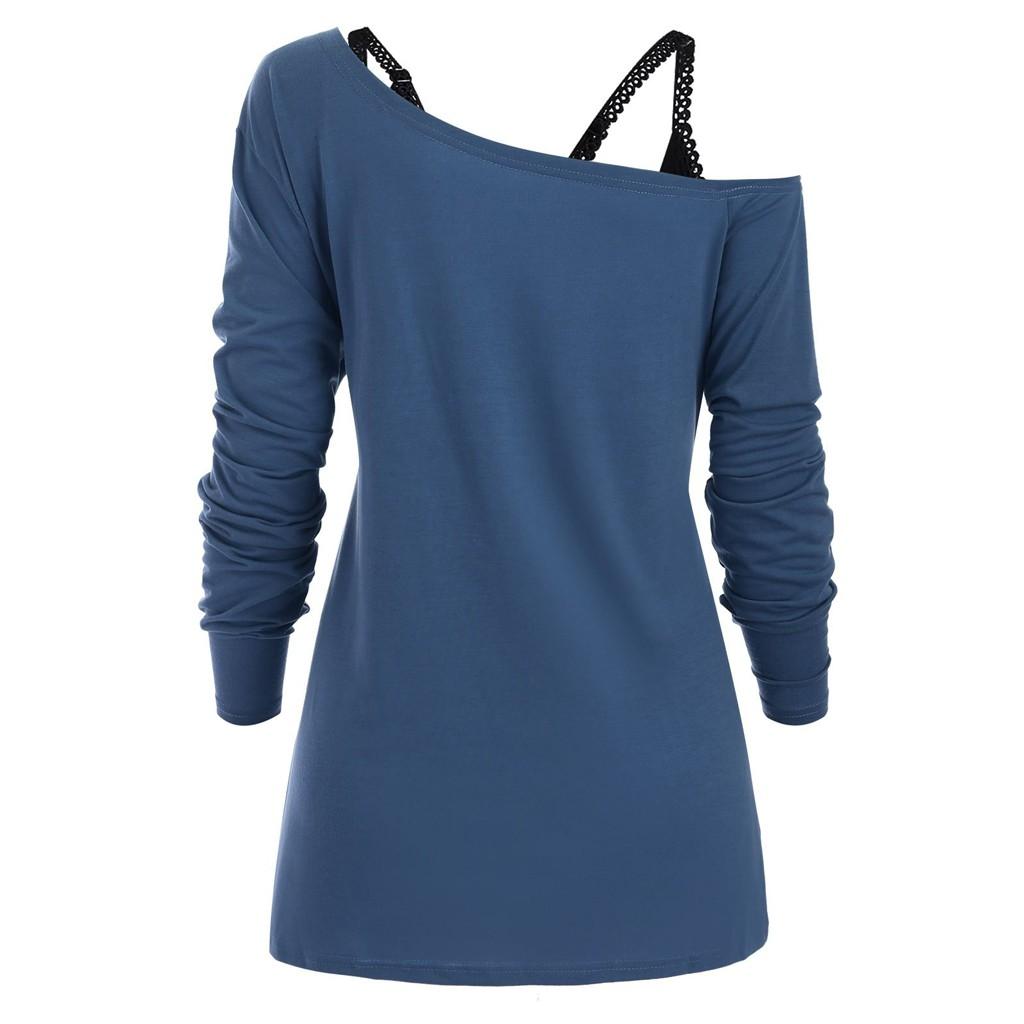 Fashion Women Skew Neck Cold Shoulder Cat  Print Gothic Tee With Cami Top