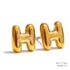 Yhpup 26 Initial Letter A-Z  Stainless Steel Gold Color Stud Earrings 18K PVD Waterproof Plated Daily Versatile Basic Jewelry
