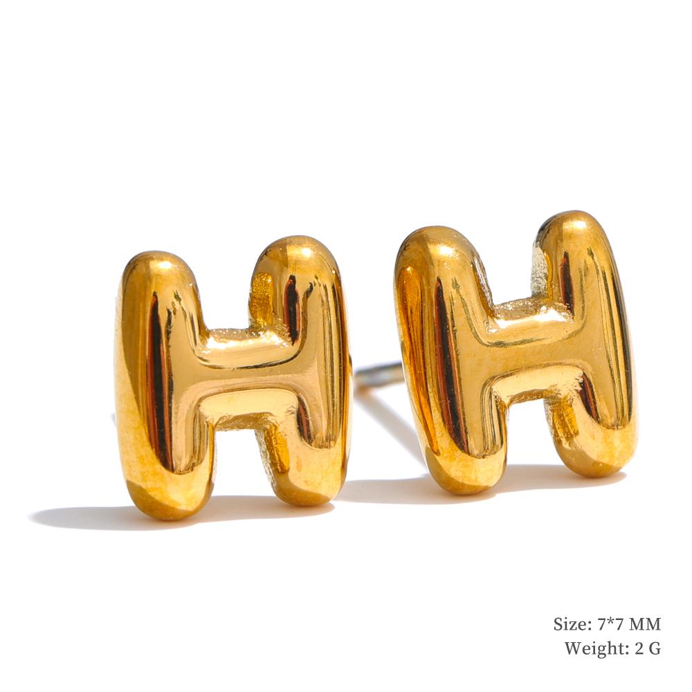 Yhpup 26 Initial Letter A-Z Stainless Steel Gold Color Stud Earrings 18K PVD Waterproof Plated Daily Versatile Basic Jewelry