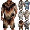 Men's Casual Lightweight Breathable Short Sleeve Shirt and Drawstring Shorts Set Textured Pattern Vacation Beachwear Summer Outfit