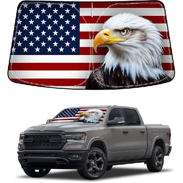 Bestview Windshield Sun Shade For Dodge Ram 1500 2009-2018, Fit Front Window Sun Shade Sun Shade Protective Film Blocks UV Heat, Foldable 3 Layer