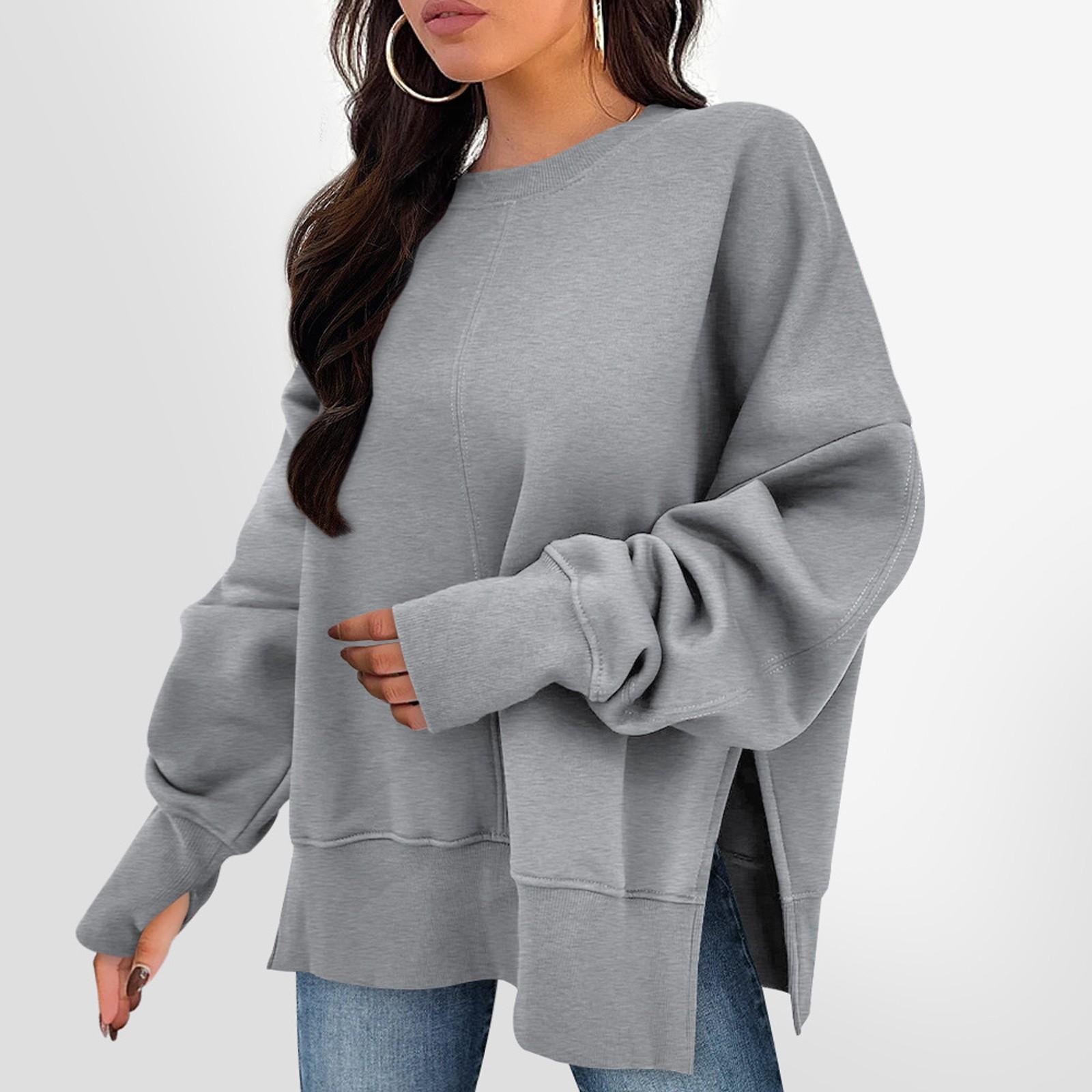

Женские толстовки с круглым вырезом, свитера, повседневная удобная модная одежда, одежда S серый