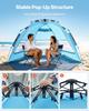 Beach Tent Sun Shelter for 4 Person, Pop Up Beach Tent UPF 50+ Protection, Portable Sun Shade Canopy with Carrying Bag and Sand Pockets, Easy Setup