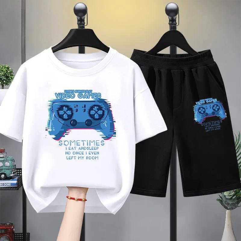 

Летний комплект одежды для девочек, детский игровой комплект из 2 предметов, футболки и шорты для мальчиков, повседневный комплект из верха и низа, спортивные костюмы 160