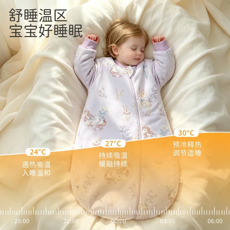 Baby U-Shaped Silk Sleep Bag Fall Winter Quilted All-In-One Detachable Half Sleeve Anti-Kick Blanket Newborns