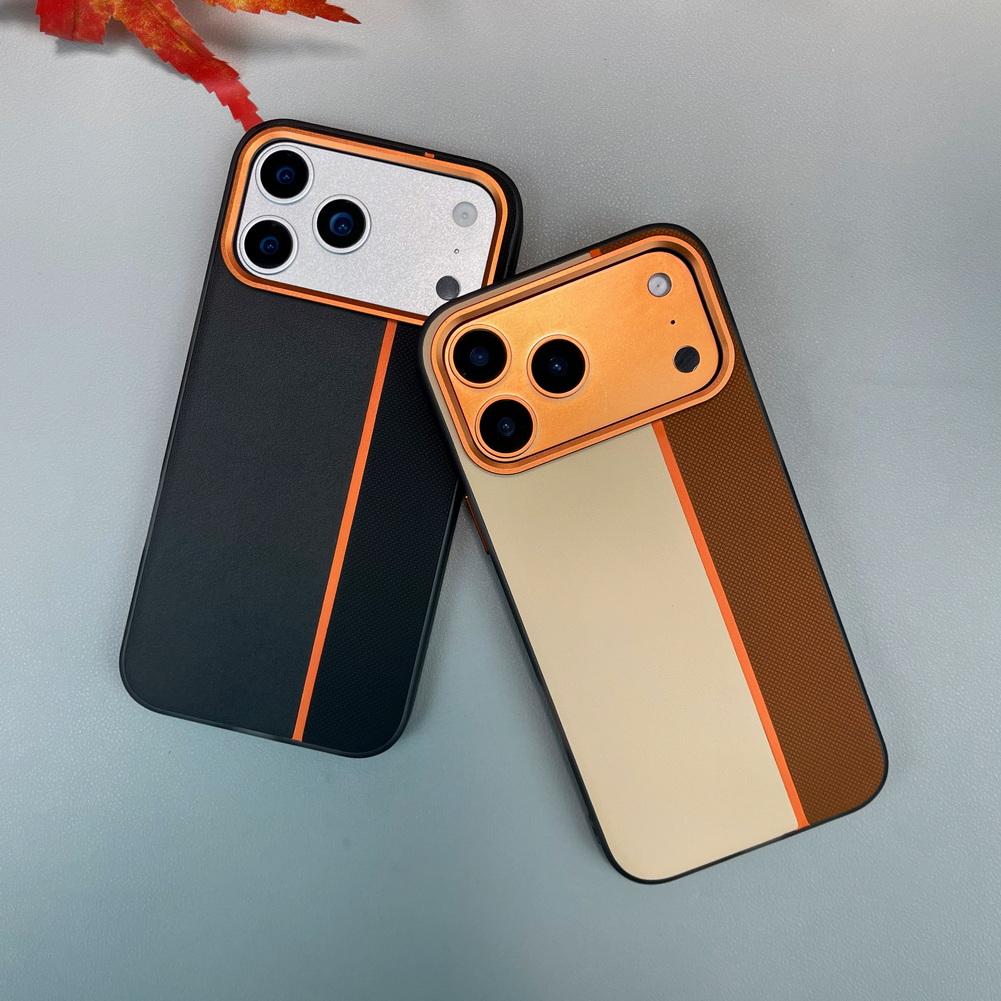 Three-color Leather Patchwork with Magsafe Magnetic Ring Case For iPhone 17 Pro Max 17 Pro Air 16 Pro 15 14 Lens Protect Cover