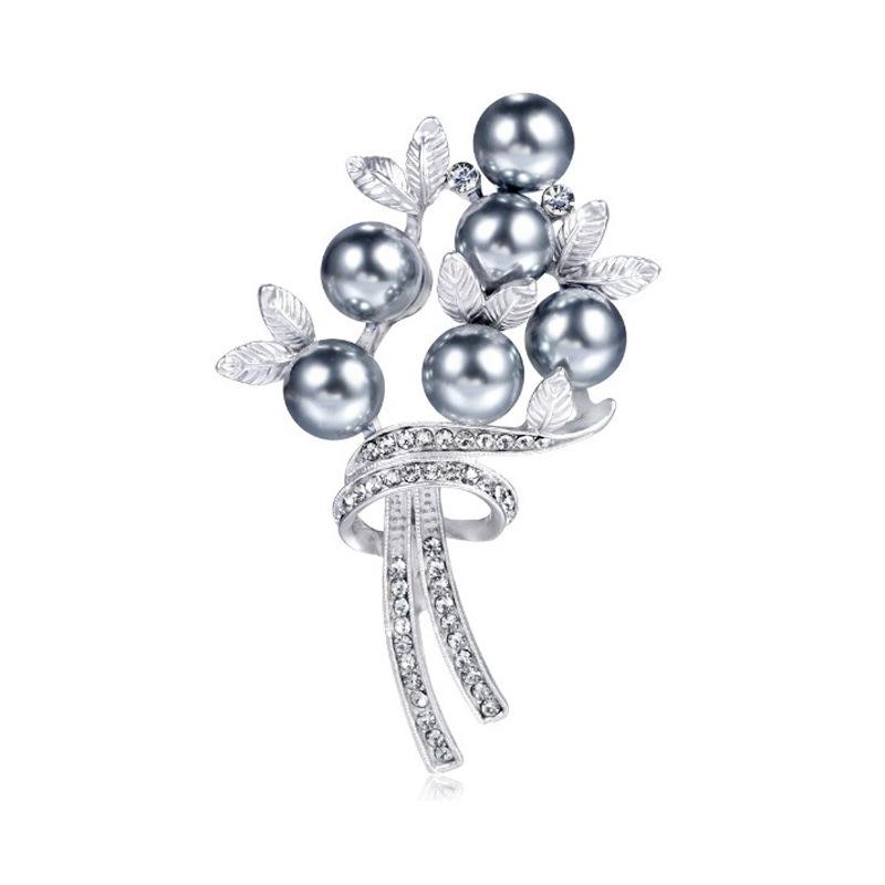 Fashion Diamond-Encrusted Flower Brooch, Simple Temperament Pearl Corsage Women'S Clothing Accessories Pin Jewelry