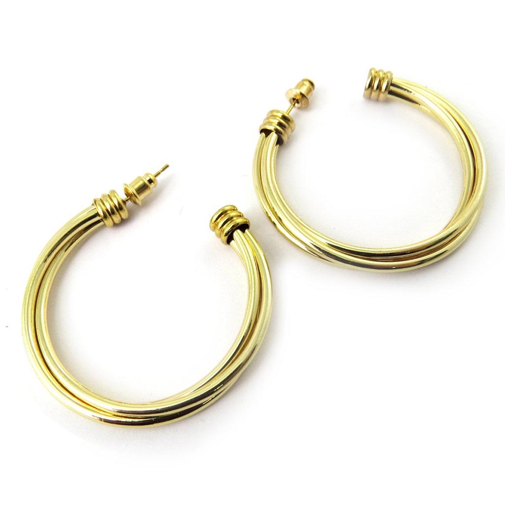Les Trésors De Lily [N3687] - Gold 'Choreography' Hoop Earrings Ø 40 Mm 4 Mm